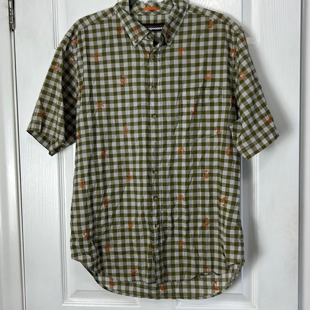 Reyn Spooner men’s size large Hawaiian and gingham print shirt short sleeved